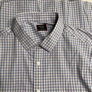 Untuck It Regular Fit Button Long Sleeve XXL Men’s Plaid White Blue